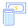 Calculator with a dollar bill