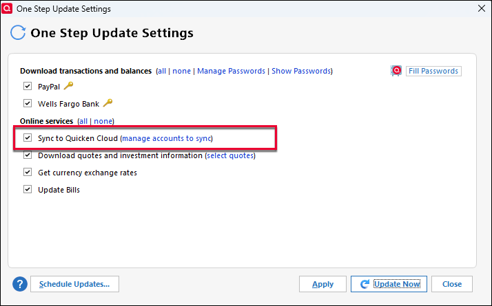 Sync to Quicken Cloud 2024 Sync to Quicken Cloud 2024