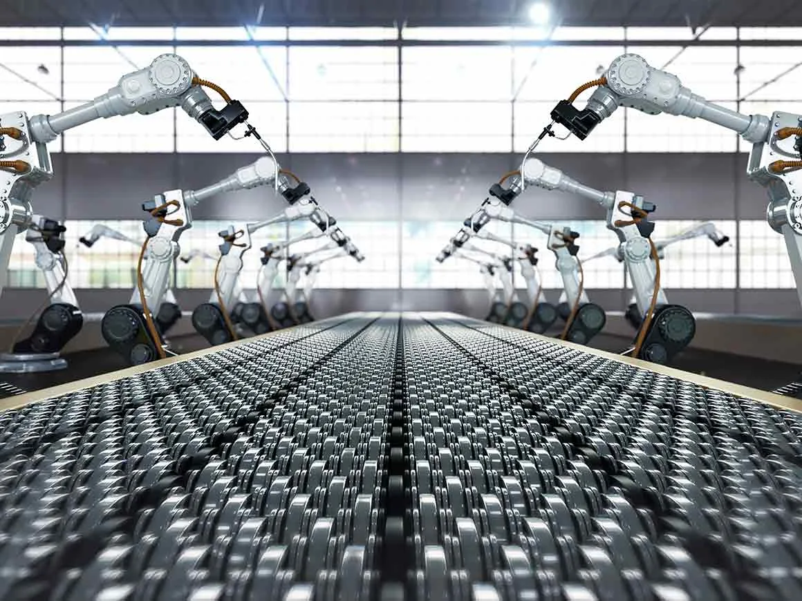 Robotic arm in assembly manufacturing factory
